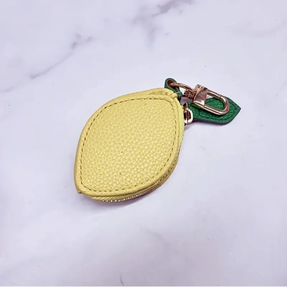 Lemon Purse Bag Charm Keychain Zippered Coin Pouch Airbuds AirTag NWT